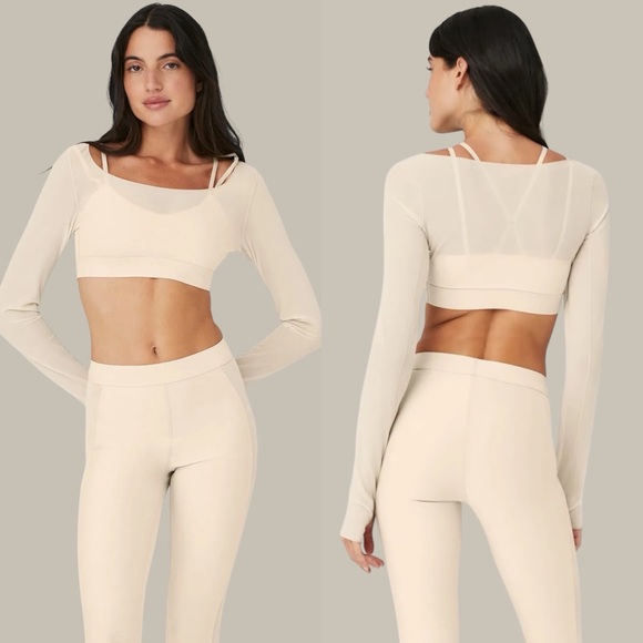 Alo Yoga Airlift Long Sleeve Ballet Dream Bra - Macadamia SZ Large